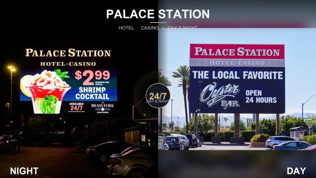 Three sided corner LED outdoor screen | YAHAM empowers digital revitalization at the entrance of Palace Station in Las Vegas - yaham